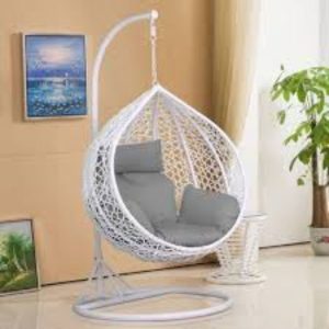 Hindoro Rattan Wicker Wrought Iron Single Seater Swing Chair